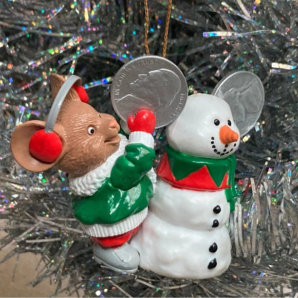 Christmas Charmers Mouse & Snowman Nickel Tree Ornament-Money Well Spent-Vintage - Picture 4 of 6